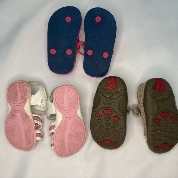 Toddler Girls Shoes Sandals Lot, Sz 4T, Size 4 Polo Flip flops, 4W Stride rite - Picture 5 of 9